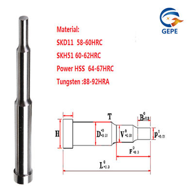 SKD11 SKH51 Multi Step Punch Pins 58HRC-60HRC Hardness